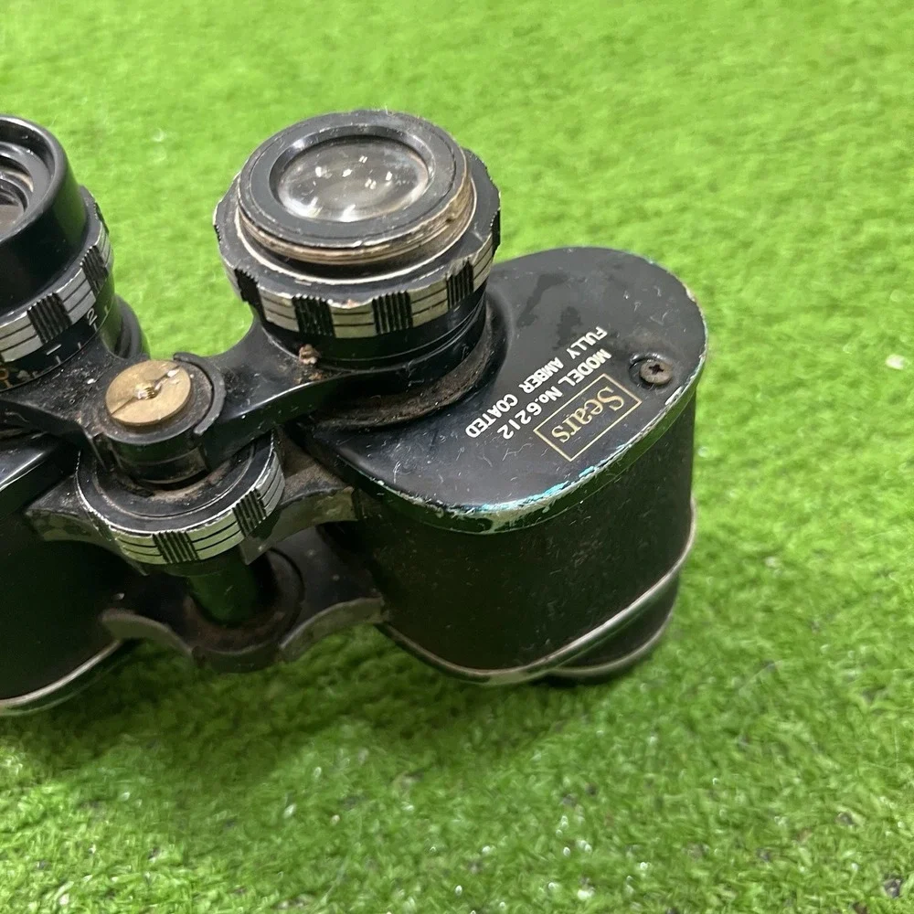 Vintage Sears Discoverer Binoculars 6212 in Case Black Extra Wide Angle 7x35